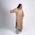 كافتان من الكتان الطبيعى مرسوم بكلور